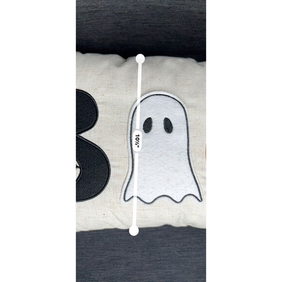 Halloween BOO Throw Accent Pillow Applique Spider Web Pumpkin Ghost - Picture 4 of 6